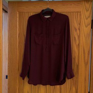 LOFT maroon long sleeve top